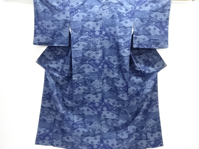 JAPANESE KIMONO / SILK / TATEBUSHI TSUMUGI / WOVEN MIST & FLORAL PLANTS